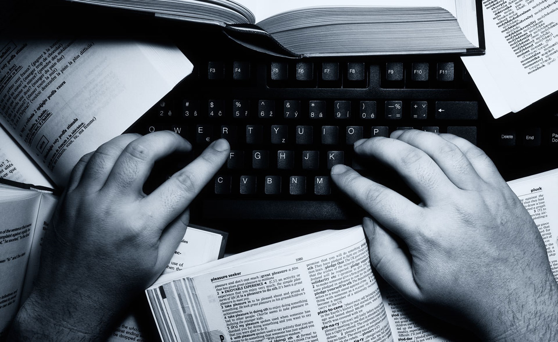 MYSTERIES writer working hard